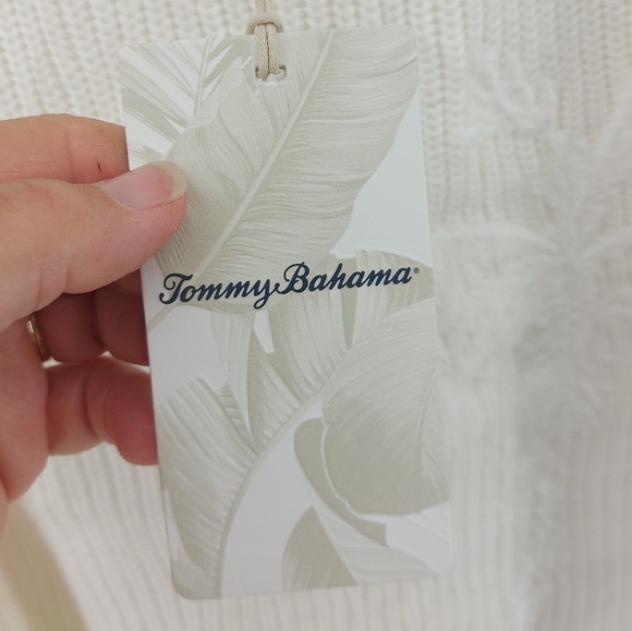 Tommy Bahama Breezy Palm Embroidered White Cotton Sweater Size Medium - Picture 3 of 7